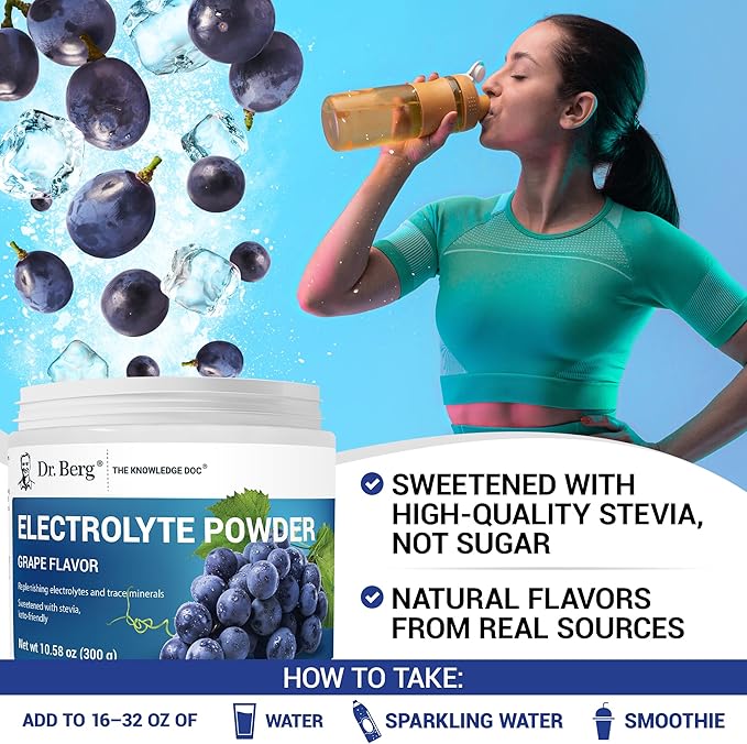Dr. Berg Zero Sugar Hydration Keto Electrolyte Powder - Enhanced w/ 1000 mg of Potassium & Real