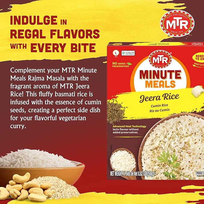 MTR Ready-To-Eat: Jeera Rice - Cumin Rice - Microwavable Rice Packs for Instant Meals - Delicious &