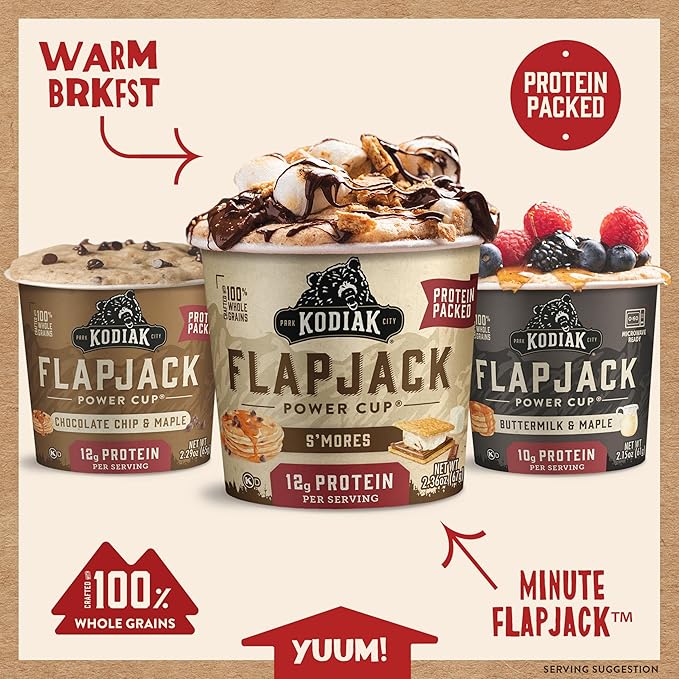 Kodiak Cakes Protein Pancake On The Go Flapjack Cups Mix; Buttermilk, Chocolate Chip, & S?셫ores