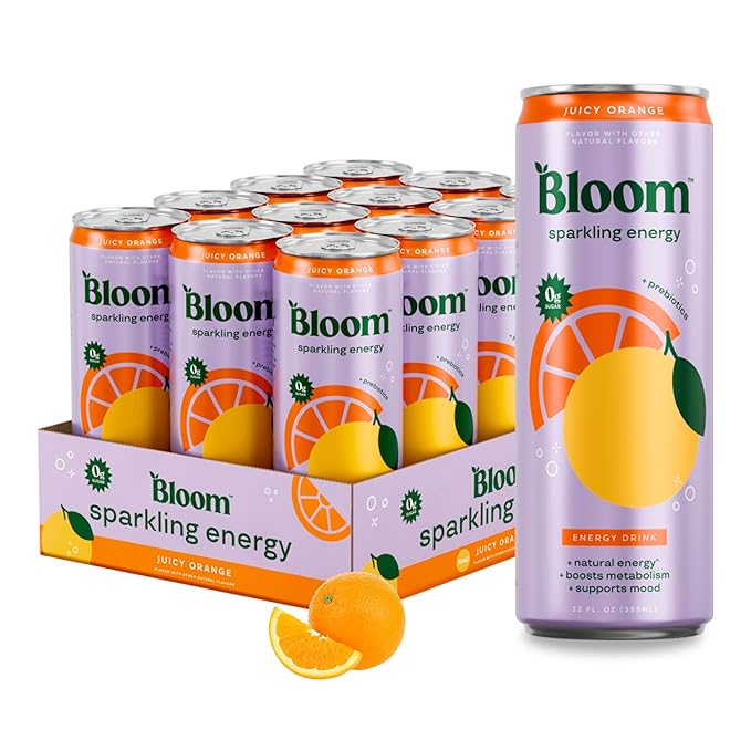 Bloom Nutrition Sparkling Energy Drink - Natural Caffeine, Zero Sugar, 180mg Caffeine