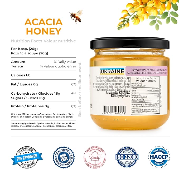HONIGMA® Acacia Raw Honey | Exquisite Taste | 100% Pure | Unpasteurized | Unfiltered | Partially