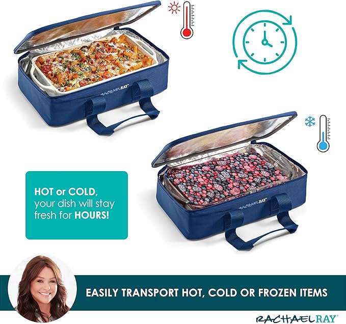 Rachael Ray Lasagna Lugger, Thermal Insulated Casserole Carrier for Hot or Cold Food, Lugger Tote