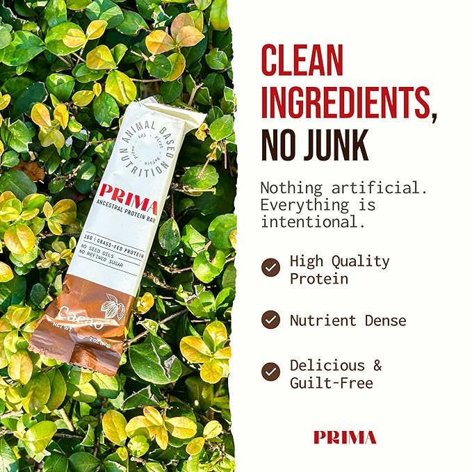 PRIMA ANCESTRAL PROTEIN BAR Grass Fed Protein Bars, 7 Pack ??Animal-Based Protein Bar with Beef