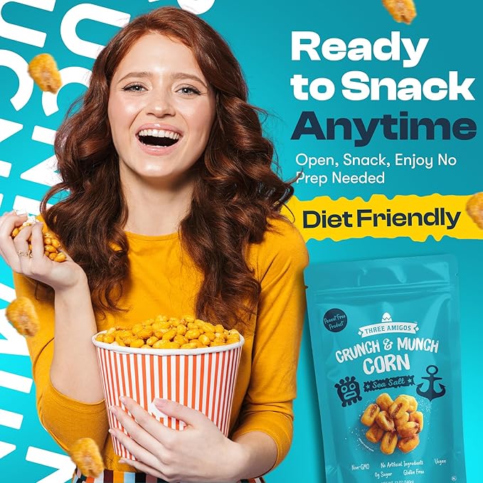 Three Amigos Corn Nuts Suger Free, 100% Vagan, Peanut Free Non-GMO (All Natural Ingredients)