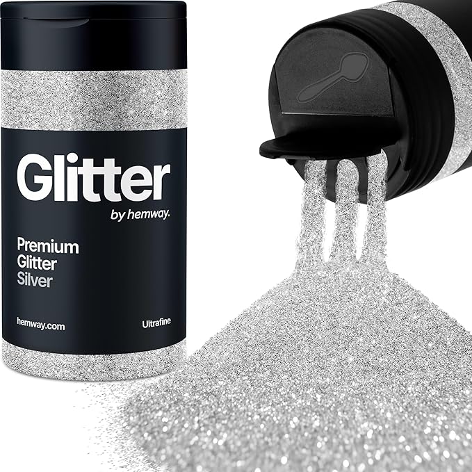 Hemway Premium Glitter Shaker - Silver | 130g Ultrafine Metallic Flake Sequins for Resin & Epoxy
