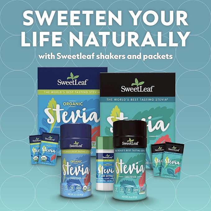 SweetLeaf Organic Pure Stevia Powder Shaker Jar - Zero Calorie Sweetener with Pure Stevia Leaf