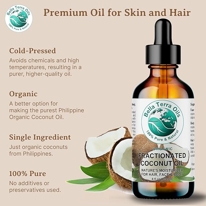 Bella Terra Oils Fractionated Coconut Oil (MCT Oil) ??1 gallon, Deeply Hydrating, Lightweight