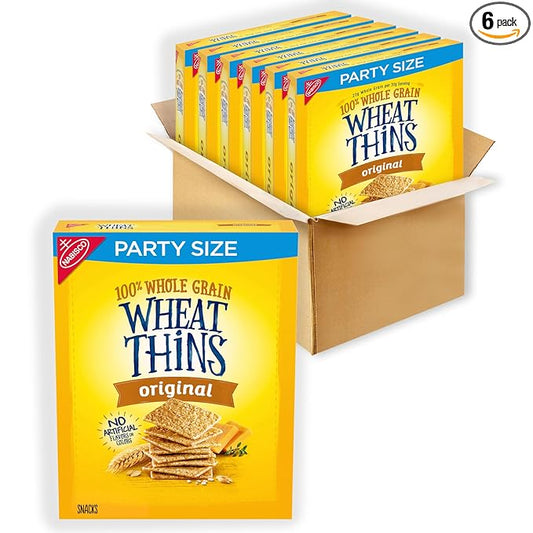 Wheat Thins Original Whole Grain Wheat Crackers, Party Size, 6 - 20 oz Boxes