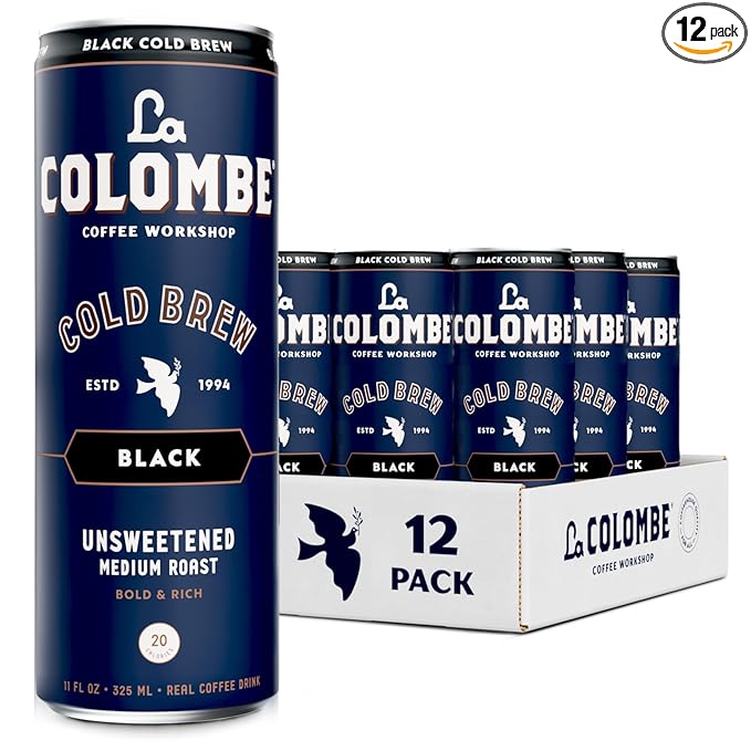 La Colombe Coffee, Cold Brew Black, Unsweetened, 11 fl oz Cans (Pack of 12), Coffeehouse Quality