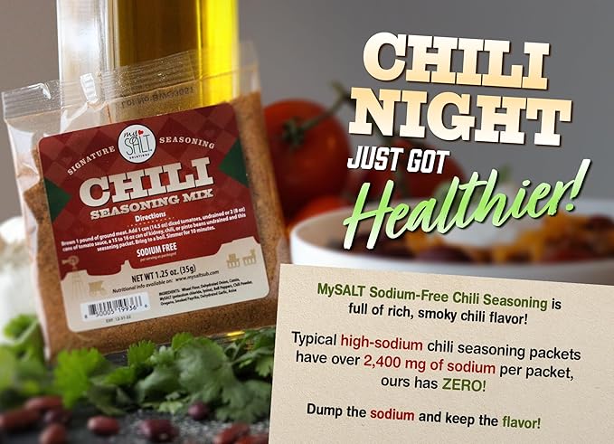 MySALT Chili Seasoning Mix 3 Pack ??Sodium Free Comfort Food for Hearty Chili Night ??Salt-Free