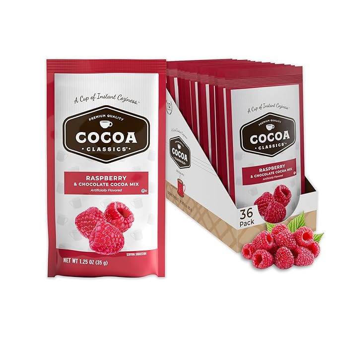 Cocoa Classics Raspberry Cocoa Mix, Hot Chocolate, Made with Nonfat Milk, Just Add Hot Water, Make