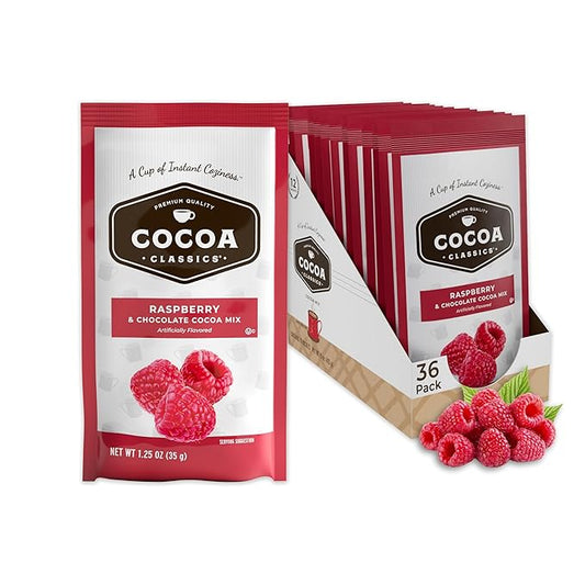Cocoa Classics Raspberry Cocoa Mix, Hot Chocolate, Made with Nonfat Milk, Just Add Hot Water, Make