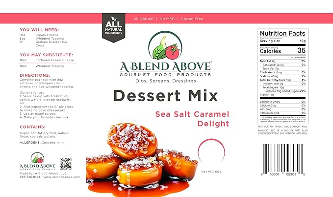 A Blend Above Sea Salt Caramel No-Bake Desserts Mix - All Natural, Vegan, Gluten Free, No MSG