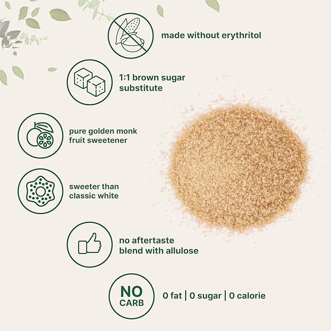 Micro Ingredients Golden Monk Fruit Sweetener Allulose, 2 lbs | No Erythritol, No Aftertaste, 1:1