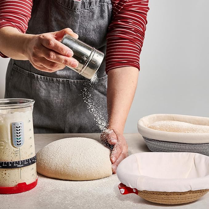Cotton Rope Banneton Bread Proofing Basket Set, Oval & Round Bread Baskets with Liners & Covers for