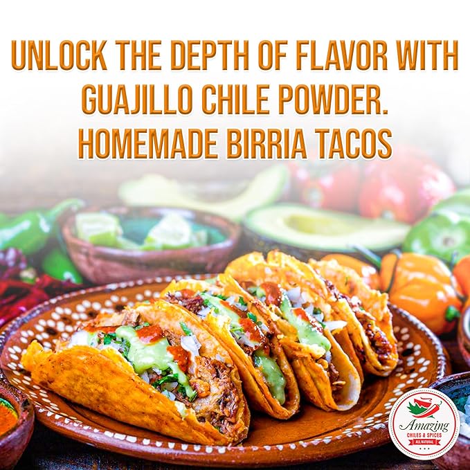 Guajillo Chile Powder Ground 1LB (16oz) – Natural and Premium. Great For Chili, Sauces, Stews