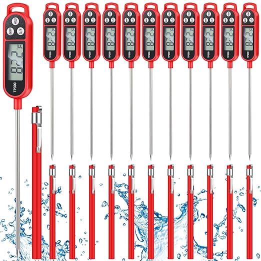 12 Pcs Meat Food Thermometer Food with Probe Water Liquid Instant Read Digital Thermometer Kitchen