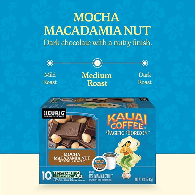 Kauai Coffee K-Cup Pods for Keurig Brewers – Arabica Coffee, 10% Hawaiian – Medium Roast, Savory