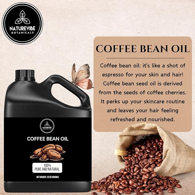 Naturevibe Botanicals Coffee Bean Oil 32 Ounces | 100% Pure and Natural | Great for Skin Care and