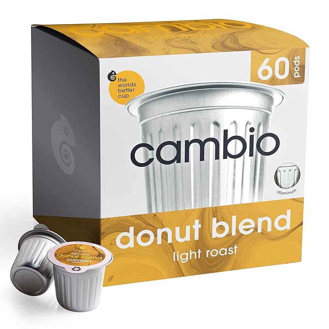 Cambio Roaster Donut Blend Keurig Coffee K Cups, Organic Light Roast Coffee Pods, Only Aluminum K