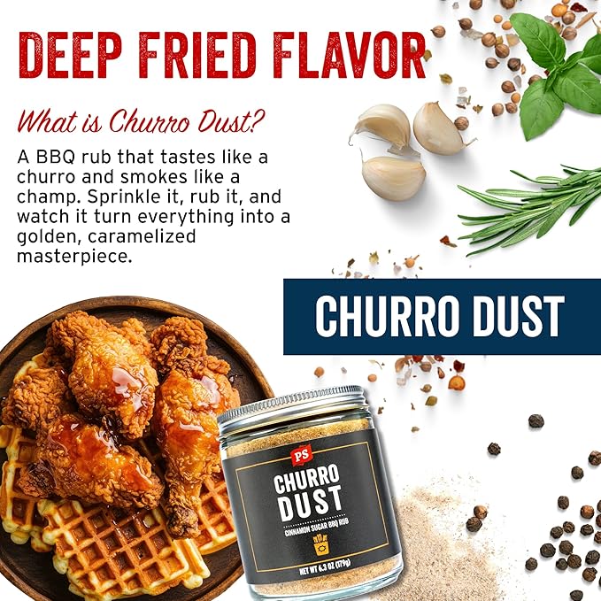 PS Seasoning Churro Dust - Cinnamon Sugar BBQ Seasonings and Rubs for Smoking, Grilling, Baking