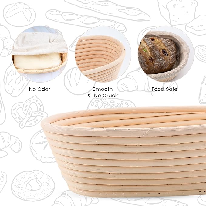 Mini Oval Proofing Set (6.5inch, set of 5), Sourdough Proofing Baskets Bread Dough Rising Bowls