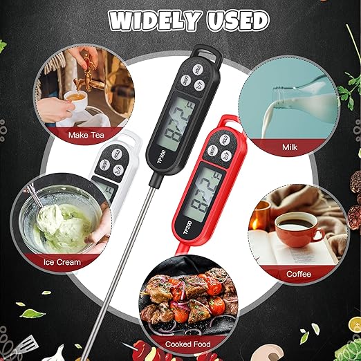 12 Pcs Instant Read Meat Thermometer with Long Probe 9.65 Inch Kitchen Cooking Food Candy