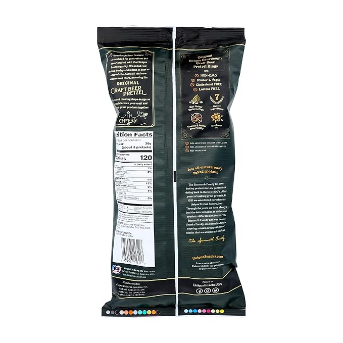 Unique Snacks Sourdough Craft Beer Pretzel Rings, Delicious Homestyle Baked Snack Bag, Vegan, OU