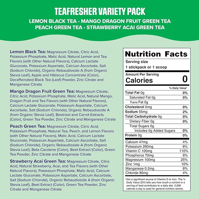 Ultima Replenisher TeaFresher Daily Electrolytes Powder and Instant Tea Mix ??Sugar Free ??Variety