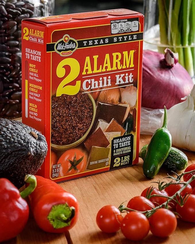 Wick Fowler's 2-Alarm Chili Kit, Texas Style Chili Seasoning Mix with Individual Packs of Spices