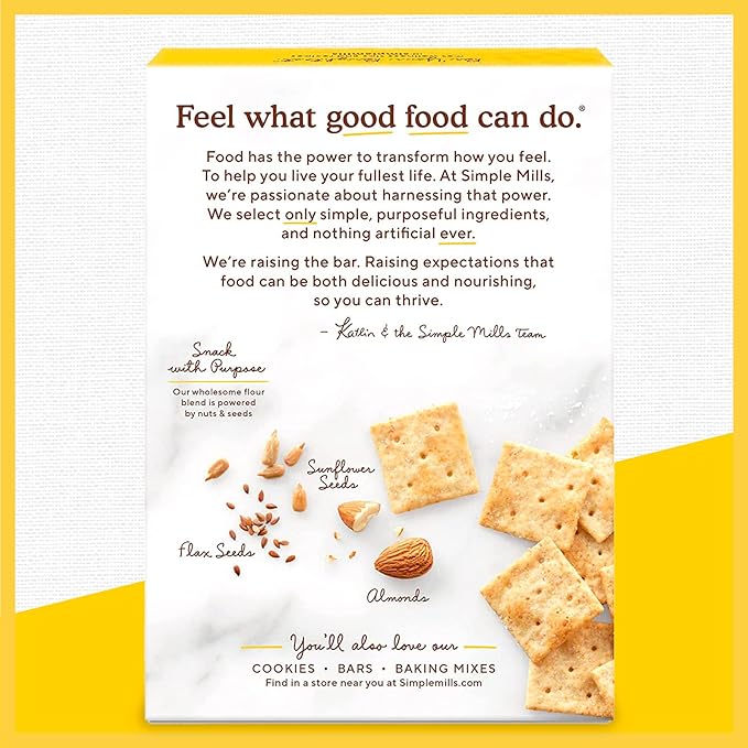 Simple Mills Almond Flour Crackers, Family Size, Rosemary & Sea Salt - Gluten Free, Vegan, Healthy