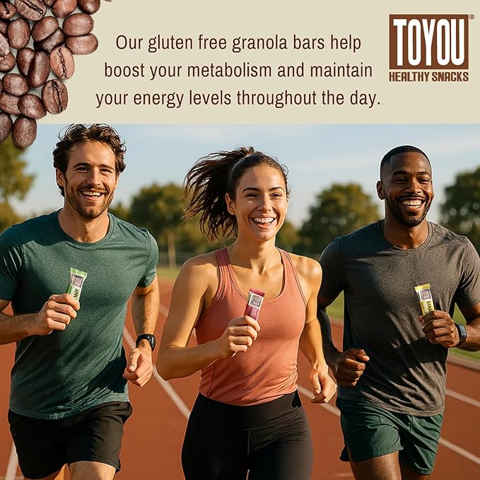 ToYou Chewy Fruit and Nut Bars - Healthy Protein Snacks | Coconut Mocha - 1.41 Ounce (Pack of 12) |