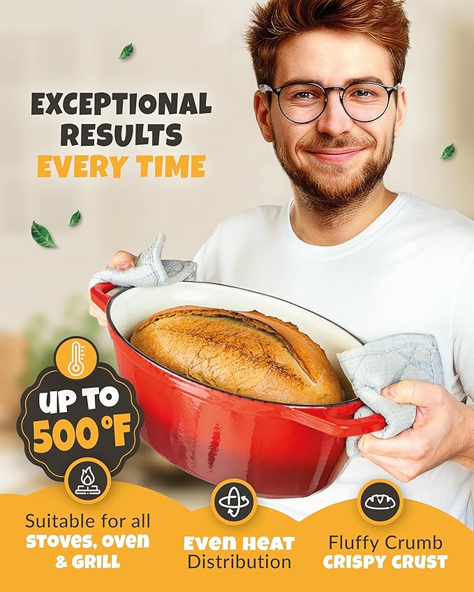 Dutch Oven for Bread Baking - incl. Sourdough Bread-Baking Supplies like Banneton Bread-Proofing