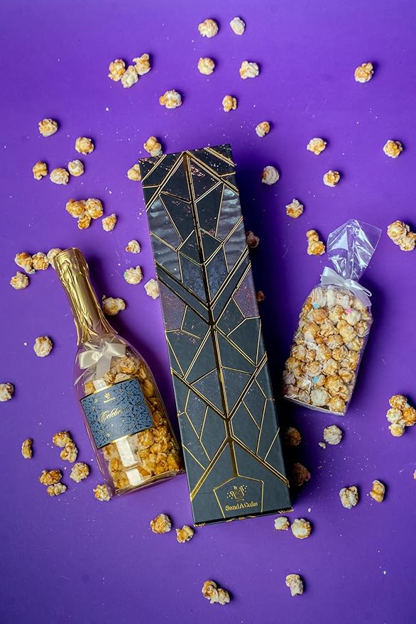 Luxe Bubble Box with Caramel White Chocolate Popcorn by Send A Cake, Ready to Gift, No Assembly