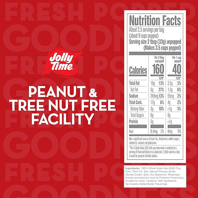 Jolly Time Xtra Butter Trans Fat & Gluten Free Microwave Popcorn with Extra Buttery Fresh Popped