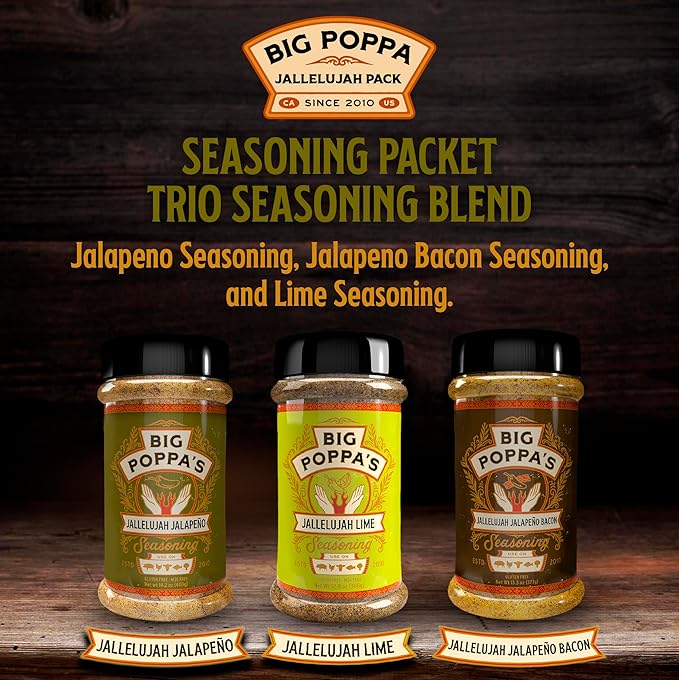 Big Poppa’s Jallelujah Seasoning Set – Gourmet Spice Trio with Jalapeño, Jalapeño Bacon & Lime Rubs