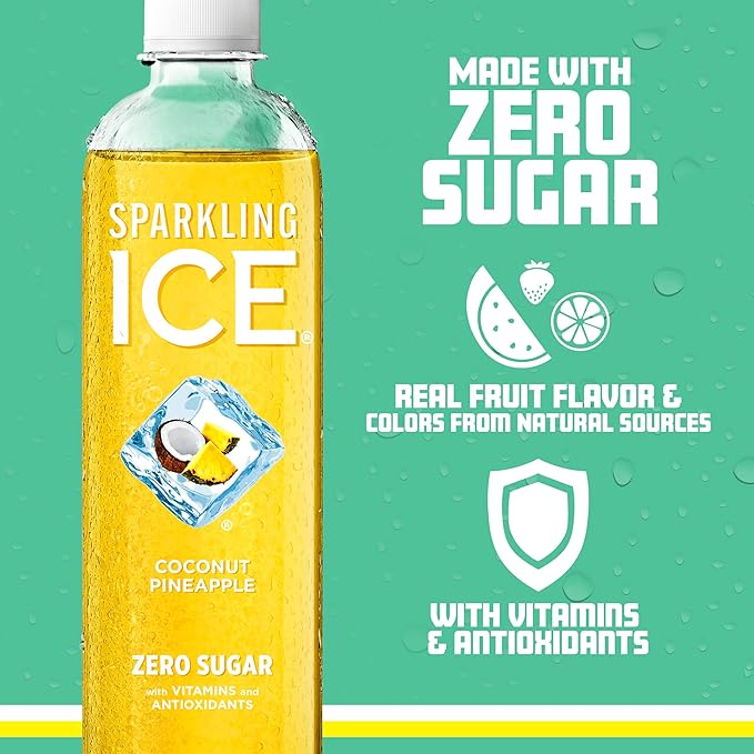 Sparkling Ice, Coconut Pineapple Sparkling Water, Zero Sugar Flavored Water, with Vitamins and