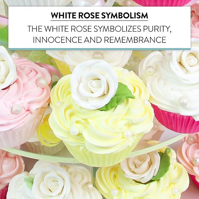 Global Sugar Art Premium Wedding & Party Edible Rose Cake & Cupcake Sugar Flowers, White, 24 Count