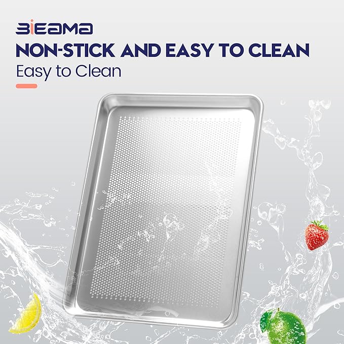6 Pack Half Size 18" x 13" Aluminum Baking Sheet Pan Perforated, Commercial Bakery Equipment Cookie