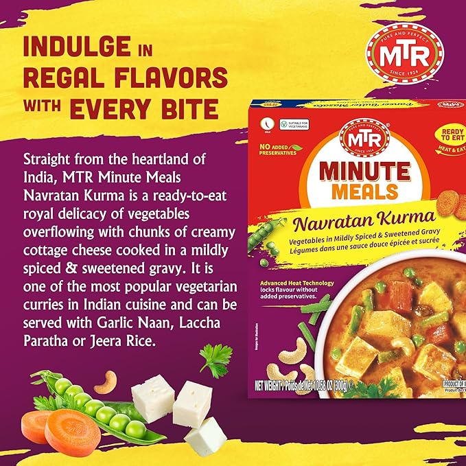 MTR - Minute Meals: Navratan Kurma - Vegetables in Mildly Spiced & Sweetened Gravy - Tasty Indian