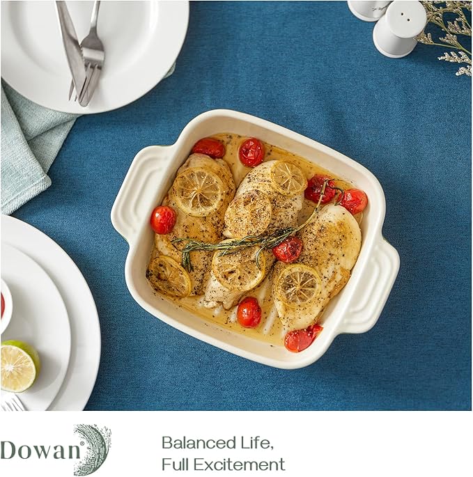 DOWAN Casseroles dish with lids, Ceramic Baking Dish With Lid, Casserole Dishes for oven, 1.6