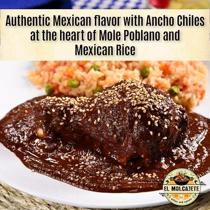 Ancho Chile Powder 4 oz Premium Single Ingredient From Mexico El Molcajete Brand for Sauces, Salsa