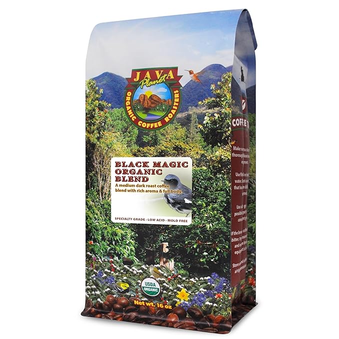 Low Acid Organic Coffee ??Whole Bean, Mold-Free & Stomach Friendly by Java Planet, Black Magic