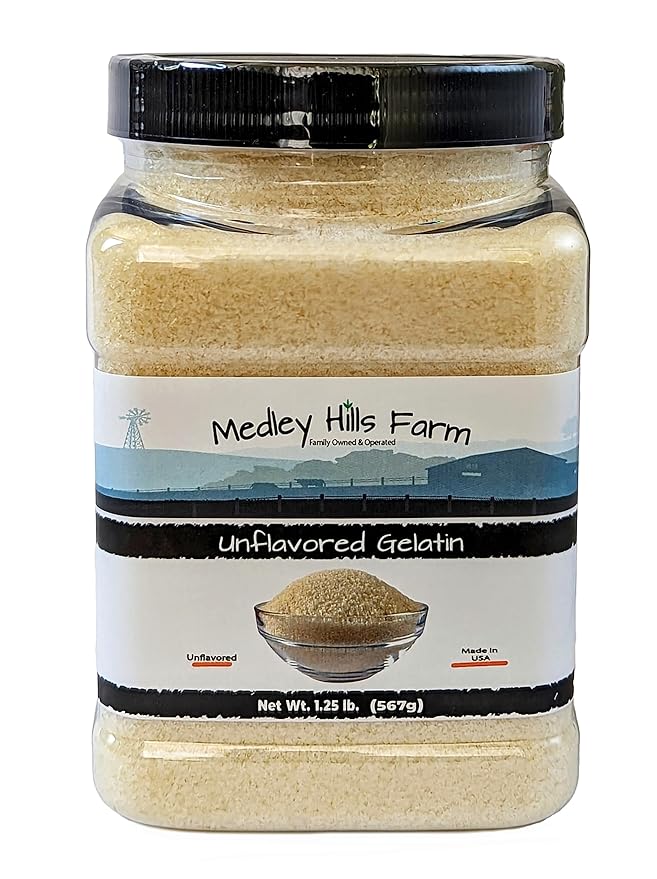 Unflavored Gelatin by Medley hills farm 1.25 lbs. in Reusable Container - Gelatin powder unflavored