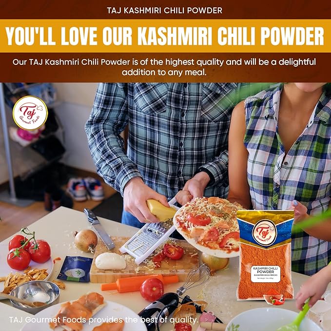 TAJ Kashmiri Chilli Powder | 14oz | Low Heat | Deggi Mirch - Salt Free All Natural