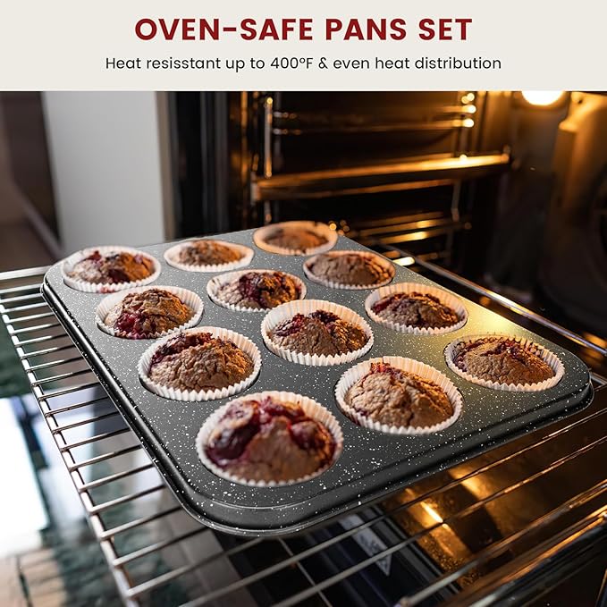 10-Piece Baking Pans Set, Bakeware Sets Nonstick, Baking Set for Oven Cooking, Stackable Carbon