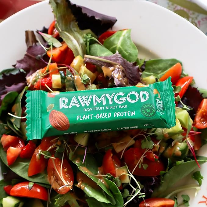 RAWMYGOD Fruit and Nut Bars, Good Source of Protein (4.8g, 12% protein content), Gluten Free