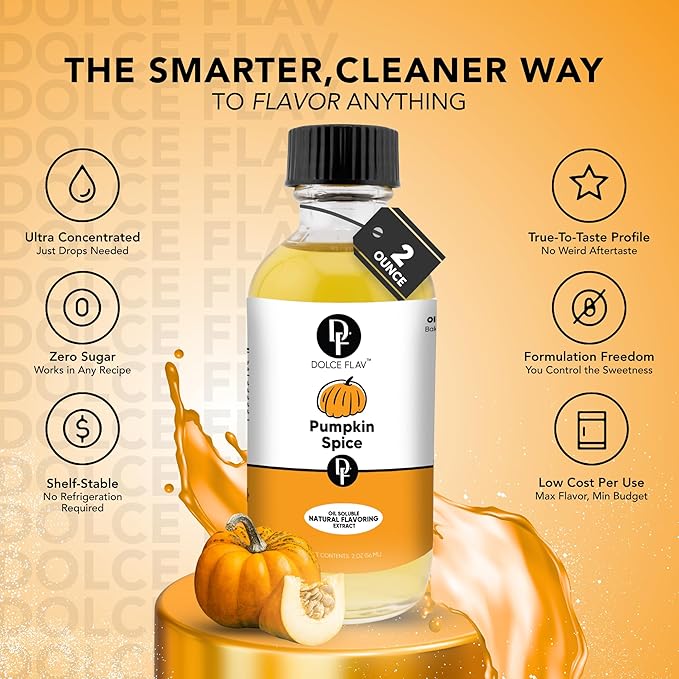 Dolce Flav Natural Pumpkin Spice Extract ??8 Ounce Oil-Soluble Kosher, Sugar-Free, Concentrated