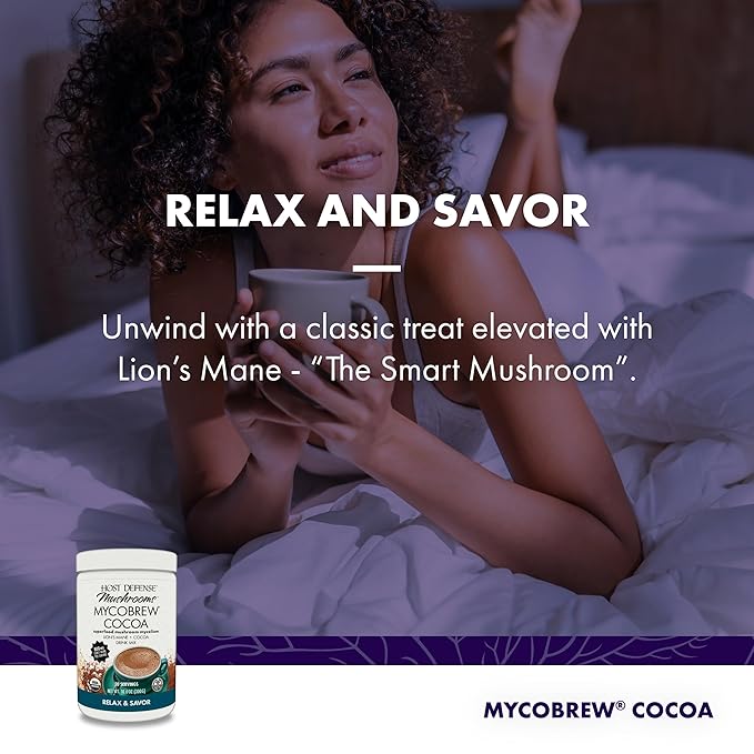 Host Defense MycoBrew Cocoa - Cocoa Drink Mix Includes Lion's Mane Mushroom Powder - Superfood