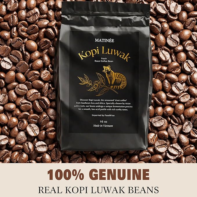 MATINÉE Wild Kopi Luwak Coffee Beans, Medium Roast, Whole Bean Coffee, Civet Coffee, Wild Kopi
